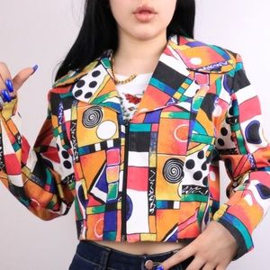 🧡 80’S PRINT VINTAGE CROPPED JACKET 💗